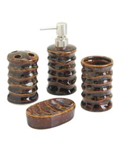 BROWN STONY BATH ACCESSORY SET