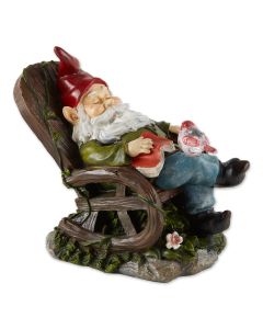 SOLAR RED BIRD ROCKING CHAIR GNOME